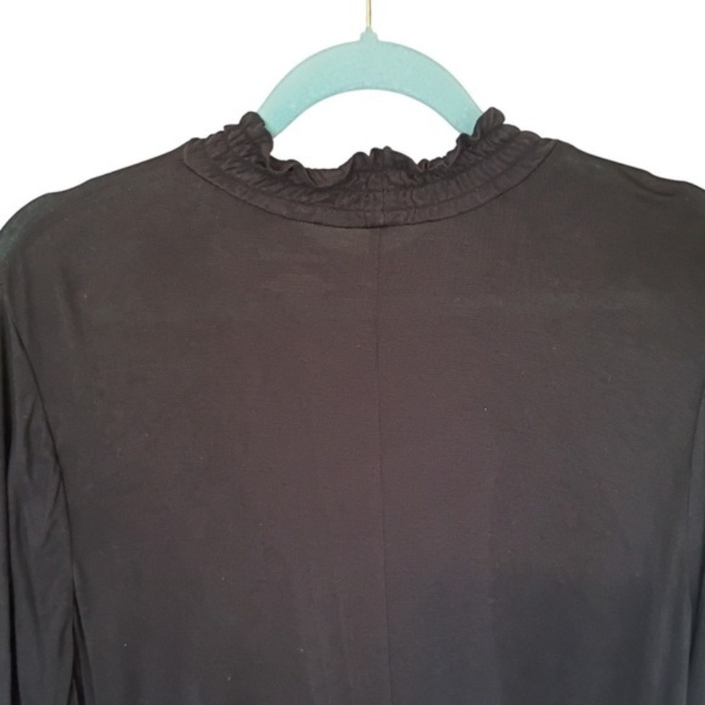 Lane Bryant Black Ruffle Mock Neck High-Low Swing Top Long Sleeve Plus 18/20 - Picture 7 of 8